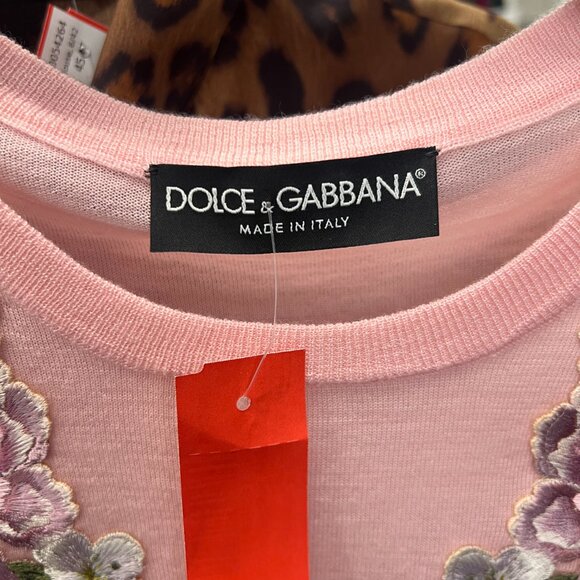 $1325 Dolce & Gabbana Pink Pullover Cashmere Embroidered Sweater size 12/50 - Picture 8 of 11